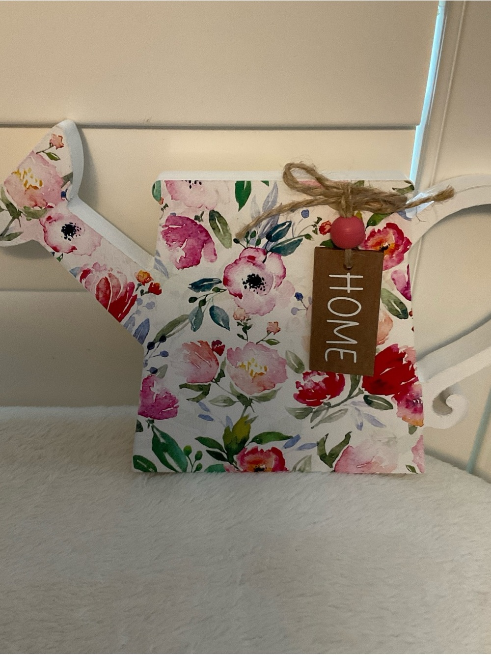 Floral Watering Can Decorative Kitchen Accent - Pink